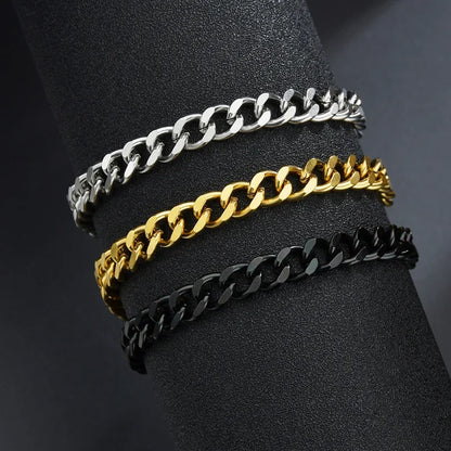 Wannee Cuban Chain Bracelet – Classic Stainless Steel Men & Women Jewelry, 3/5/7mm Width, Trendy Party Gift