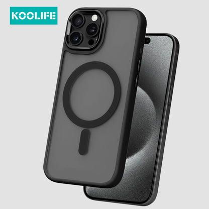 Koolife Skin-Feel Electroplated Frosted Magnetic Phone Case with Wireless Charging Pc+Tpu for iPhone  12 13 14 15 16 Pro Max