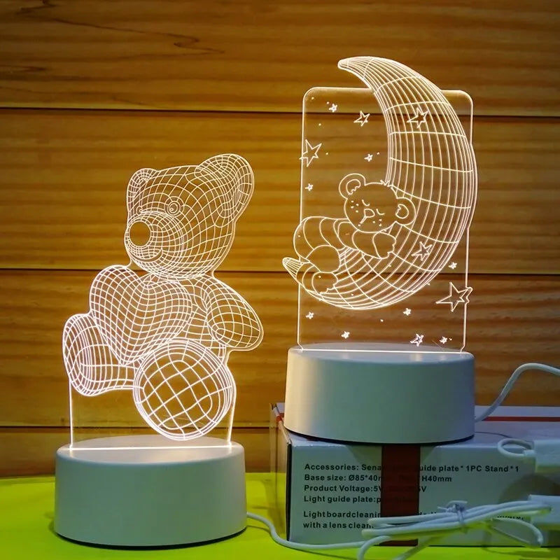 1pc Acrylic LED Night Light – Creative Bedside Table Lamp for Bedroom, Holiday & Gift Décor