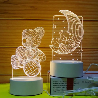1pc Acrylic LED Night Light – Creative Bedside Table Lamp for Bedroom, Holiday & Gift Décor