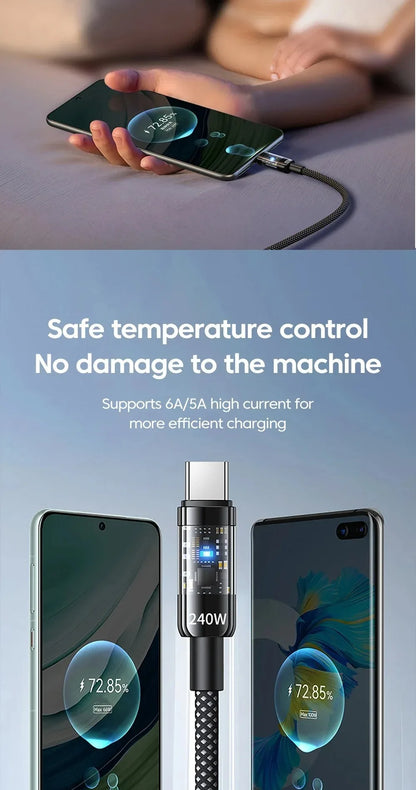 240W USB to USB-C Fast Charging Cable – Samsung, Xiaomi, Huawei, OPPO