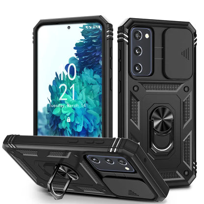 Samsung Galaxy S20 FE 5G Hybrid Rugged Case with Ring Kickstand, Card Slot & Camera Protection