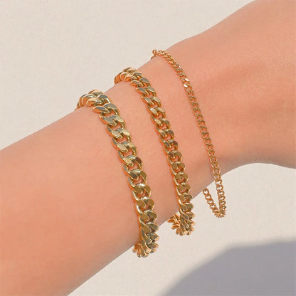 Fashion Stainless Steel Curb Cuban Chain Bracelet – Unisex Jewelry for Men & Women, Couple Wrist Gift