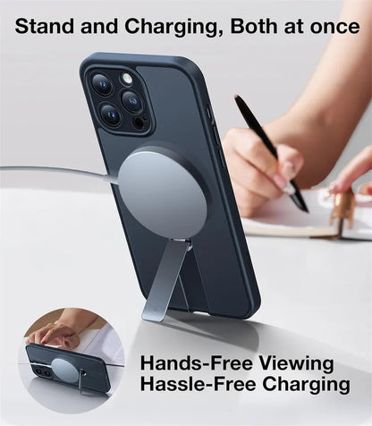 360° Hidden Metal Stand Magnetic Case for iPhone 12–16 Pro Max & Plus – MagSafe Compatible