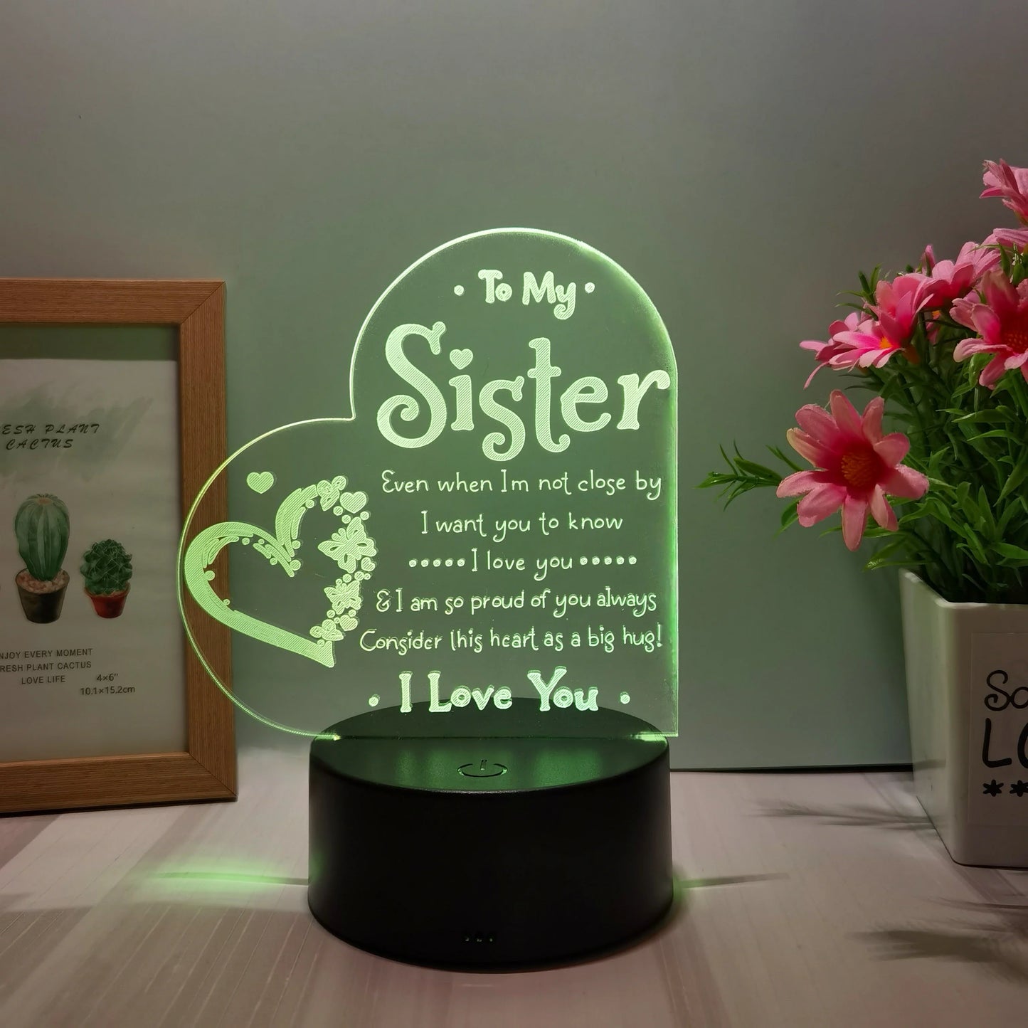 1pc 3D Night Light – Festive Decorative USB Table Lamp, Creative Gift for Sister & Bedroom Décor