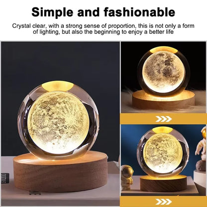 3D Crystal Galaxy Night Light – Glowing Planet Lamp, Bedside Table Decor & Christmas Gift