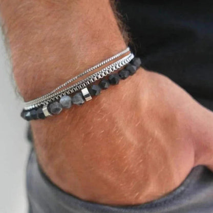 Stainless Steel Adjustable Box Chain Bracelet - Simple Vintage Cuban Bracelet Set for Men, Party Jewelry Gift