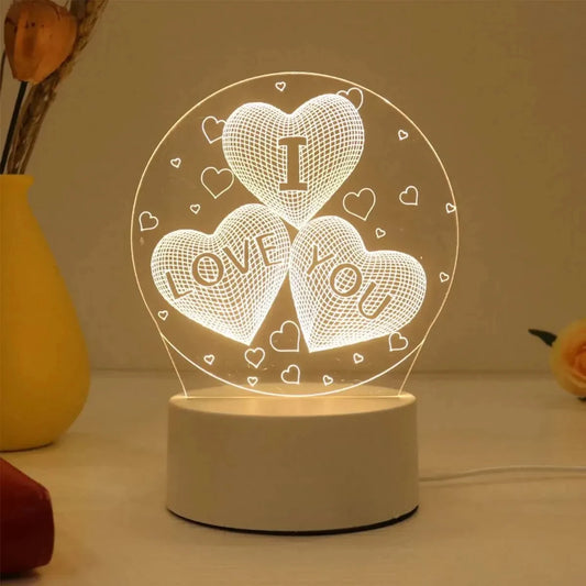 1pc Acrylic LED Night Light – Creative Bedside Table Lamp for Bedroom, Holiday & Gift Décor