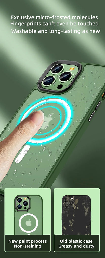 Matte Frosted Magnetic Phone Case for iPhone 15-17 Pro Max | Magsafe Wireless Charging Compatible Soft Cover
