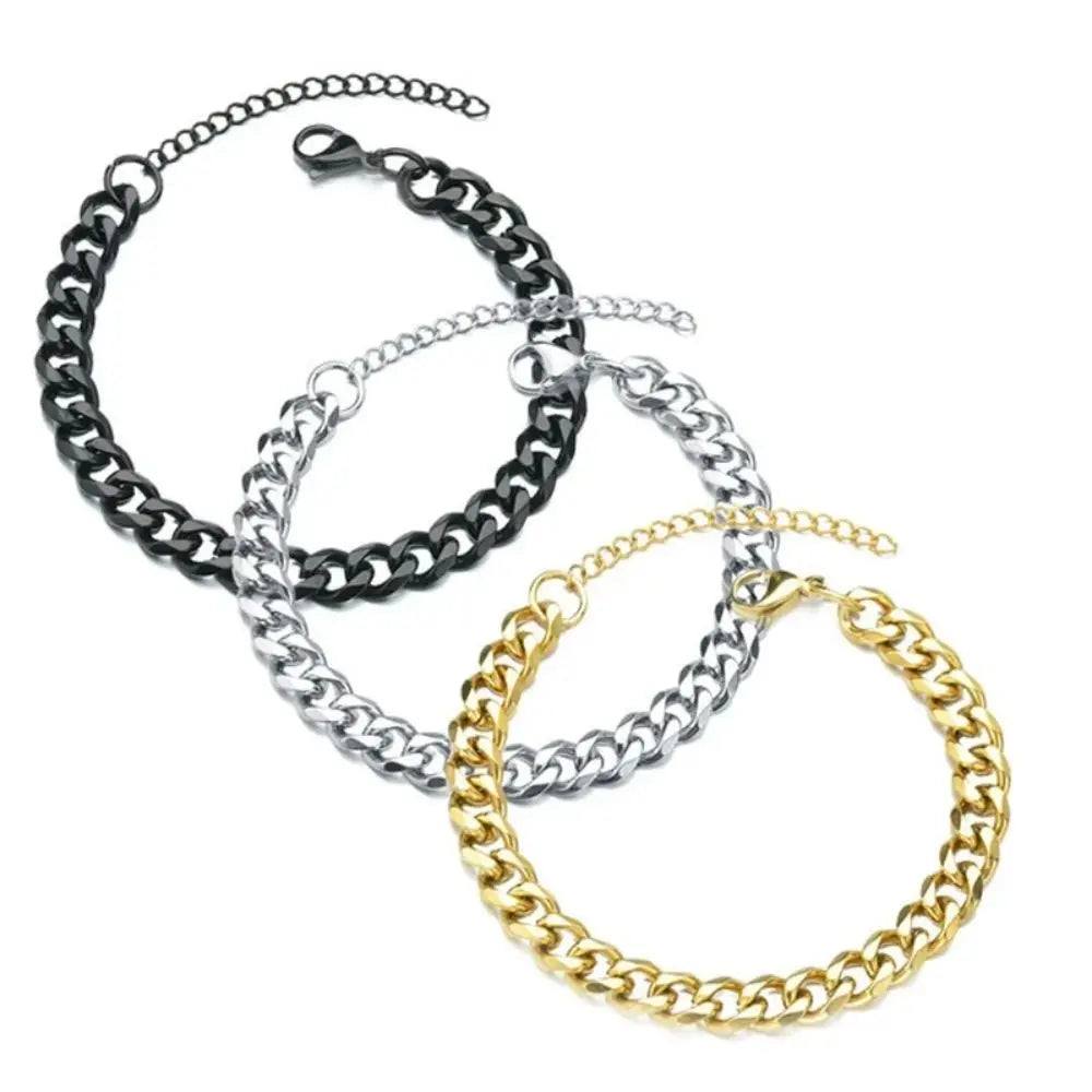 Wannee Cuban Chain Bracelet – Classic Stainless Steel Men & Women Jewelry, 3/5/7mm Width, Trendy Party Gift