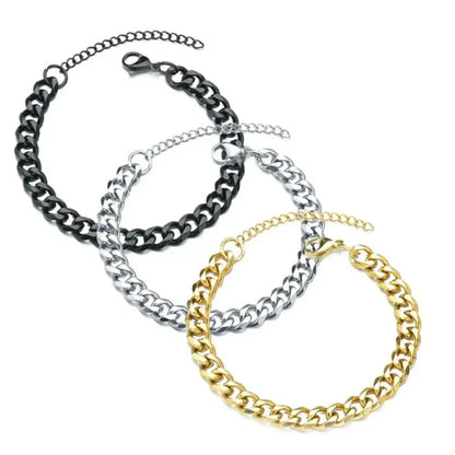 Wannee Cuban Chain Bracelet – Classic Stainless Steel Men & Women Jewelry, 3/5/7mm Width, Trendy Party Gift
