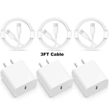 3-Pack 30W PD USB-C Fast Charger – iPhone 15 & Samsung Android