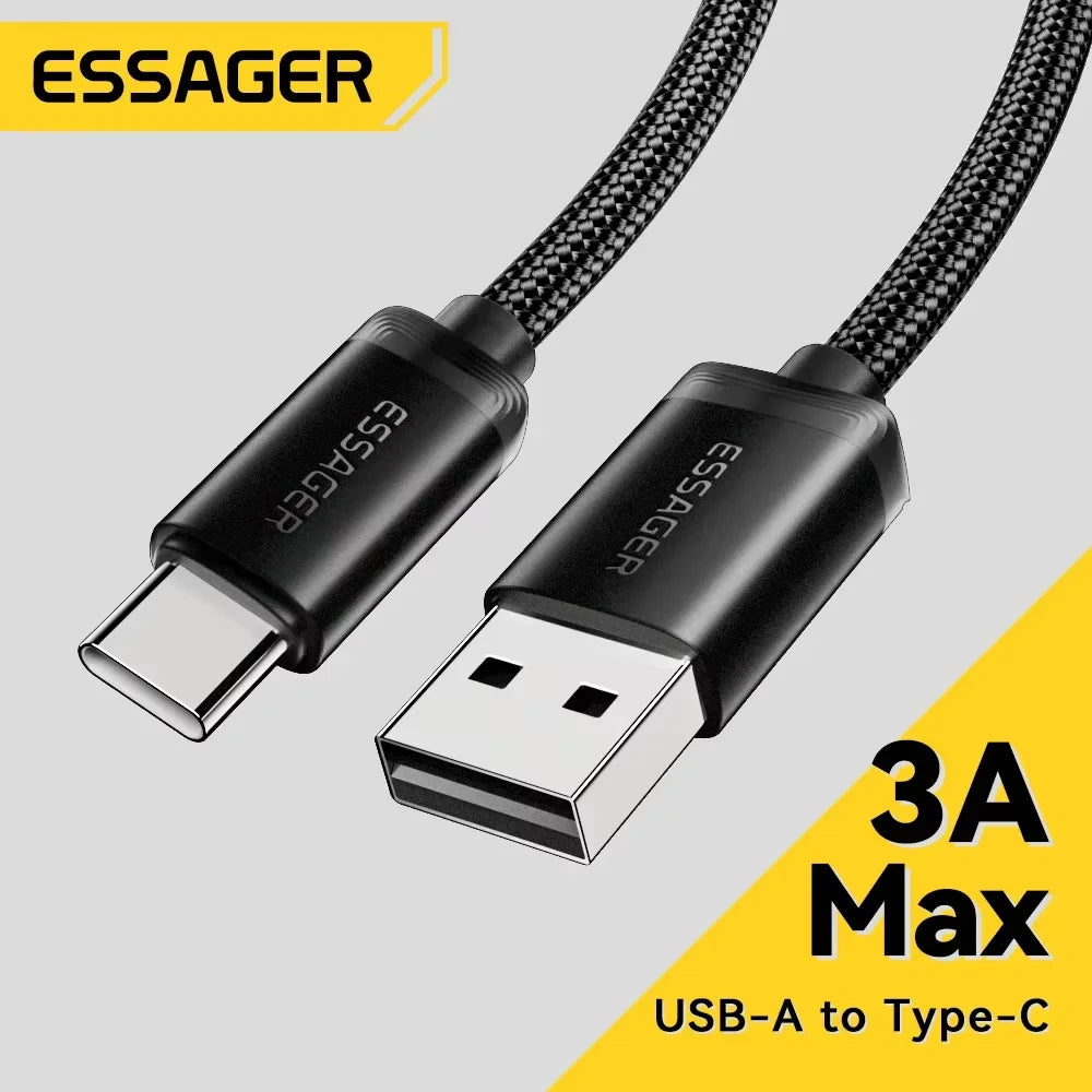 Essager 3A USB-C Fast Charging Cable for iPhone 15, Huawei, Xiaomi, Samsung