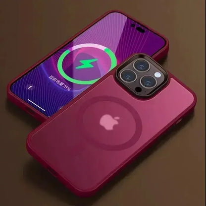 Matte Frosted Magnetic Phone Case for iPhone 15-17 Pro Max | Magsafe Wireless Charging Compatible Soft Cover