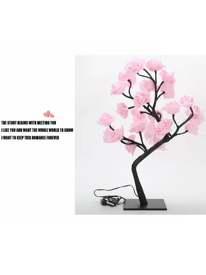 24 LED Rose Tree Night Light – USB Table Lamp for Home, Bedroom, Wedding & Holiday Decor