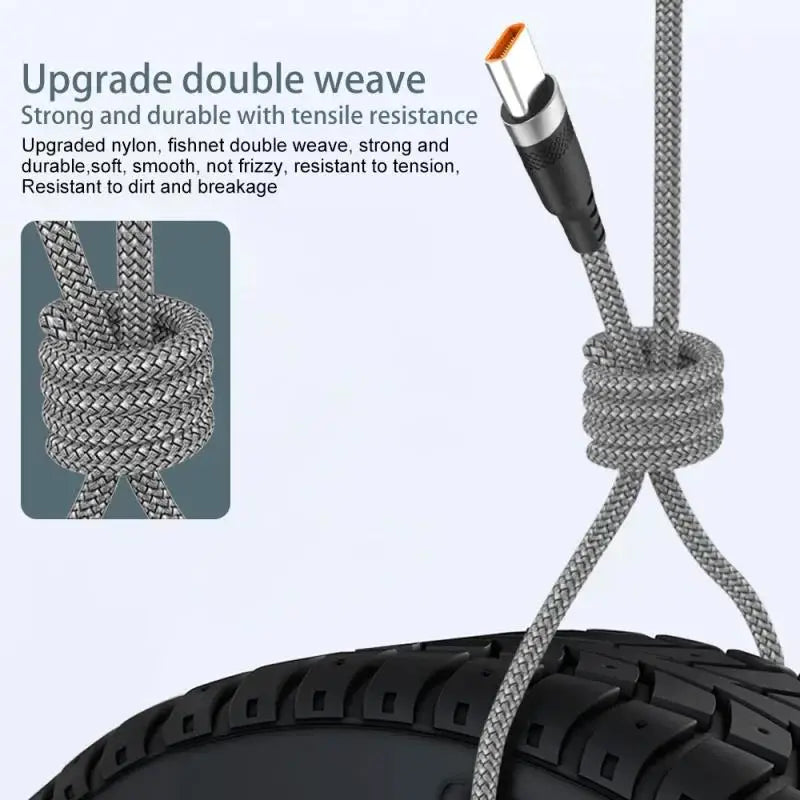 6A Nylon USB-C Fast Charging Cable – Samsung, Huawei, Xiaomi (1–8M)