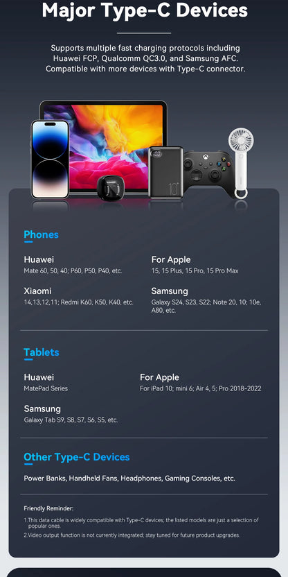 Essager 3A USB-C Fast Charging Cable for iPhone 15, Huawei, Xiaomi, Samsung