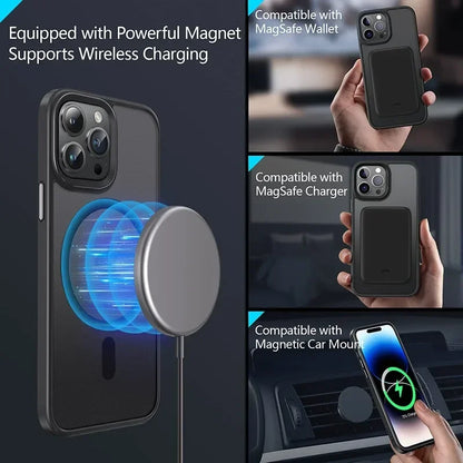 Matte Frosted Magnetic Phone Case for iPhone 15-17 Pro Max | Magsafe Wireless Charging Compatible Soft Cover