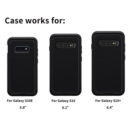 Black Heavy Duty Shockproof Case for Samsung Galaxy S10/S10+/S10e – Rugged 3-in-1 Hybrid Protective Cover