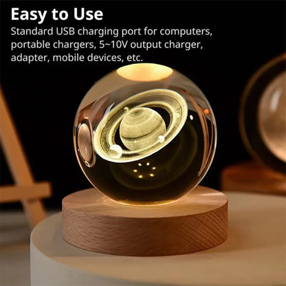 3D Crystal Galaxy Night Light – Glowing Planet Lamp, Bedside Table Decor & Christmas Gift