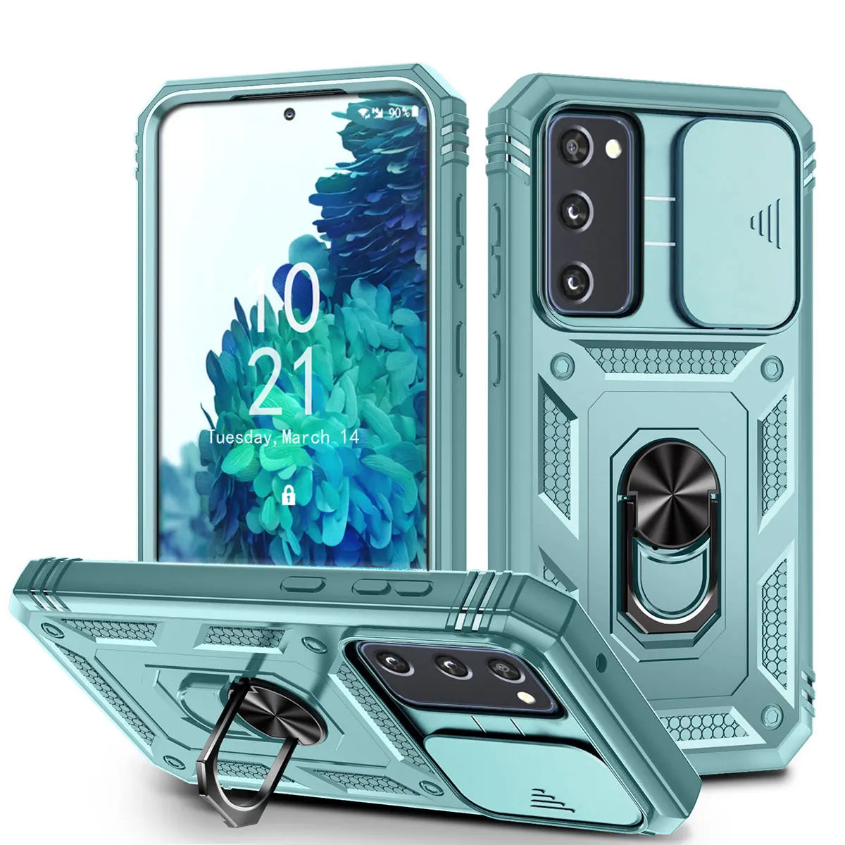 Samsung Galaxy S20 FE 5G Hybrid Rugged Case with Ring Kickstand, Card Slot & Camera Protection