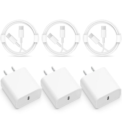 3-Pack 30W PD USB-C Fast Charger – iPhone 15 & Samsung Android