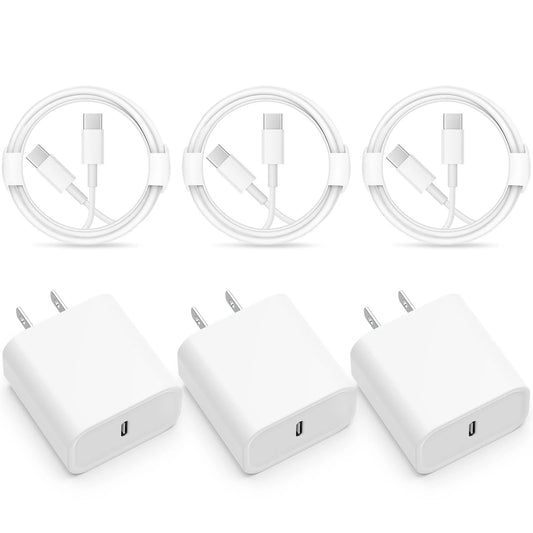 3-Pack 30W PD USB-C Fast Charger – iPhone 15 & Samsung Android