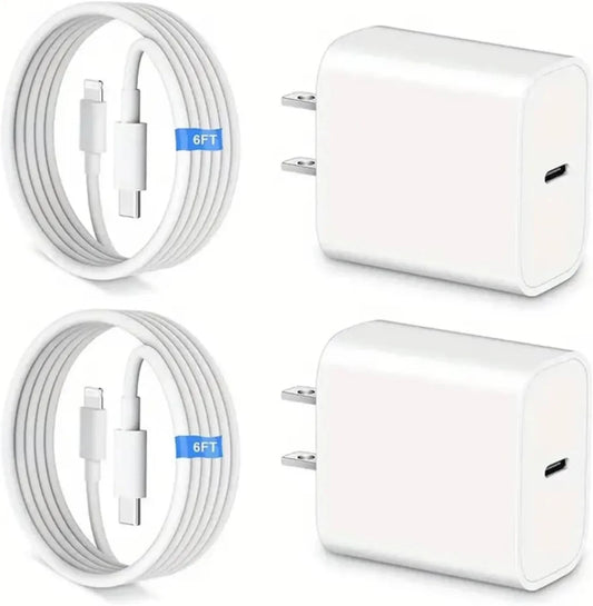 20W USB-C Fast Charger – iPhone 14/13/12/11 & iPad, 6FT Cable