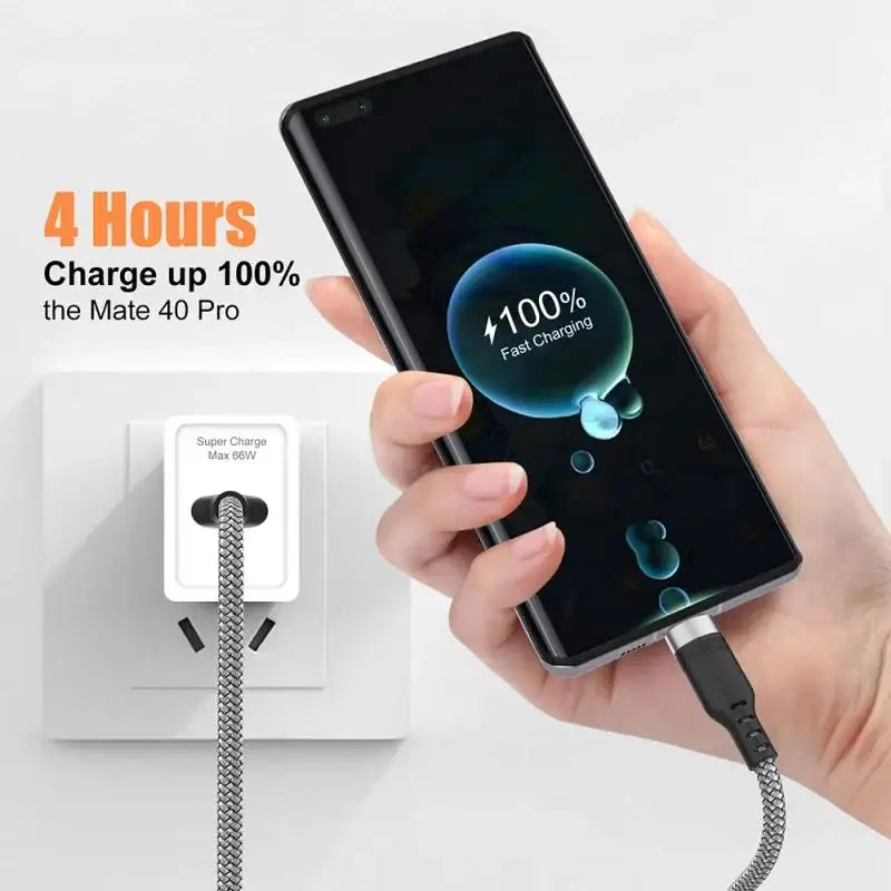 6A Nylon USB-C Fast Charging Cable – Samsung, Huawei, Xiaomi (1–8M)