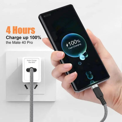 6A Nylon USB-C Fast Charging Cable – Samsung, Huawei, Xiaomi (1–8M)