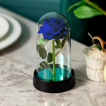 Red Rose LED Galaxy Rose – Artificial Flower in Glass Cover, Creative Gift for Valentine’s Day, Mother’s Day & Wedding Décor