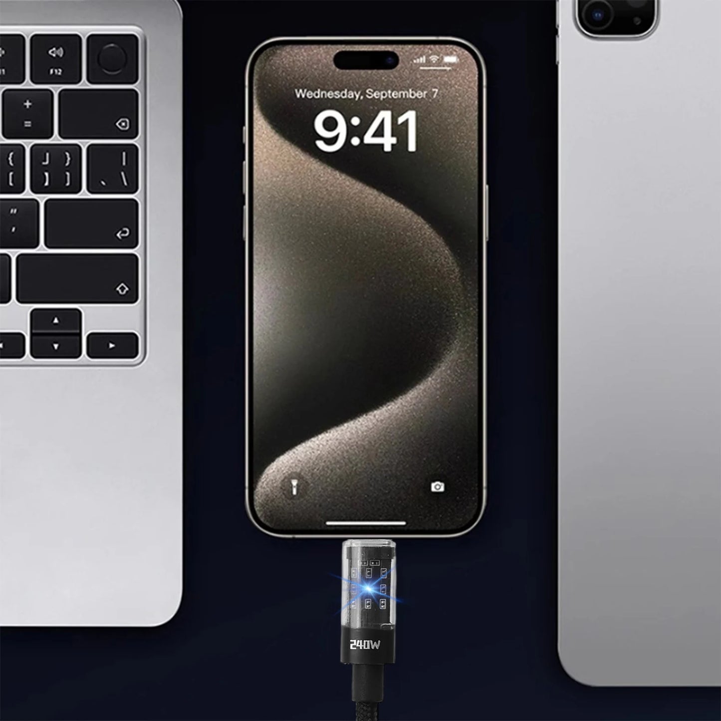 240W Nylon USB-C Fast Charging Cable – Samsung, Xiaomi, Huawei, Honor