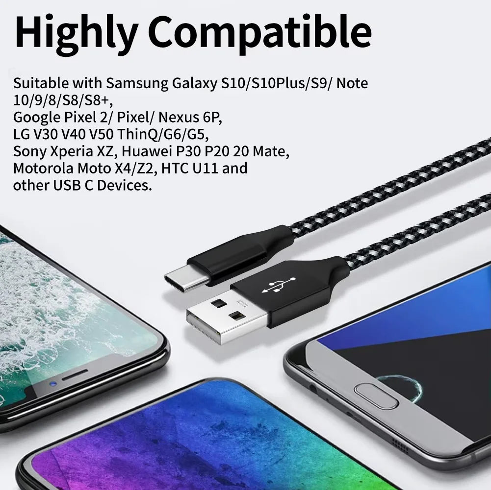 5-Pack USB-A to USB-C Cable – Xiaomi, Huawei, Samsung Fast Charging
