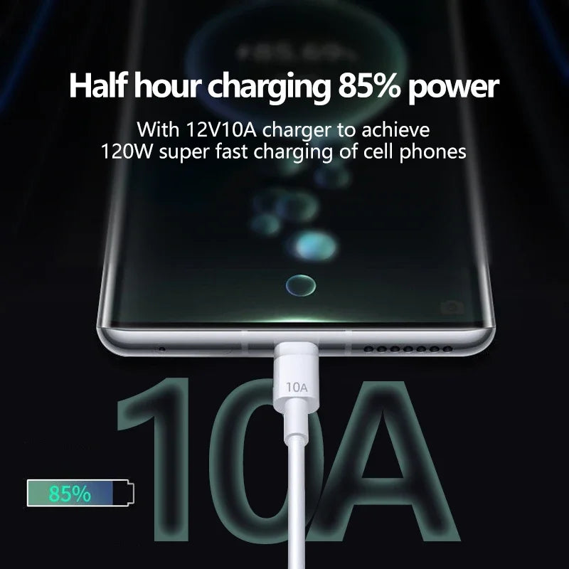 120W USB to USB-C Fast Charging Cable – Huawei, Honor, Xiaomi, Redmi