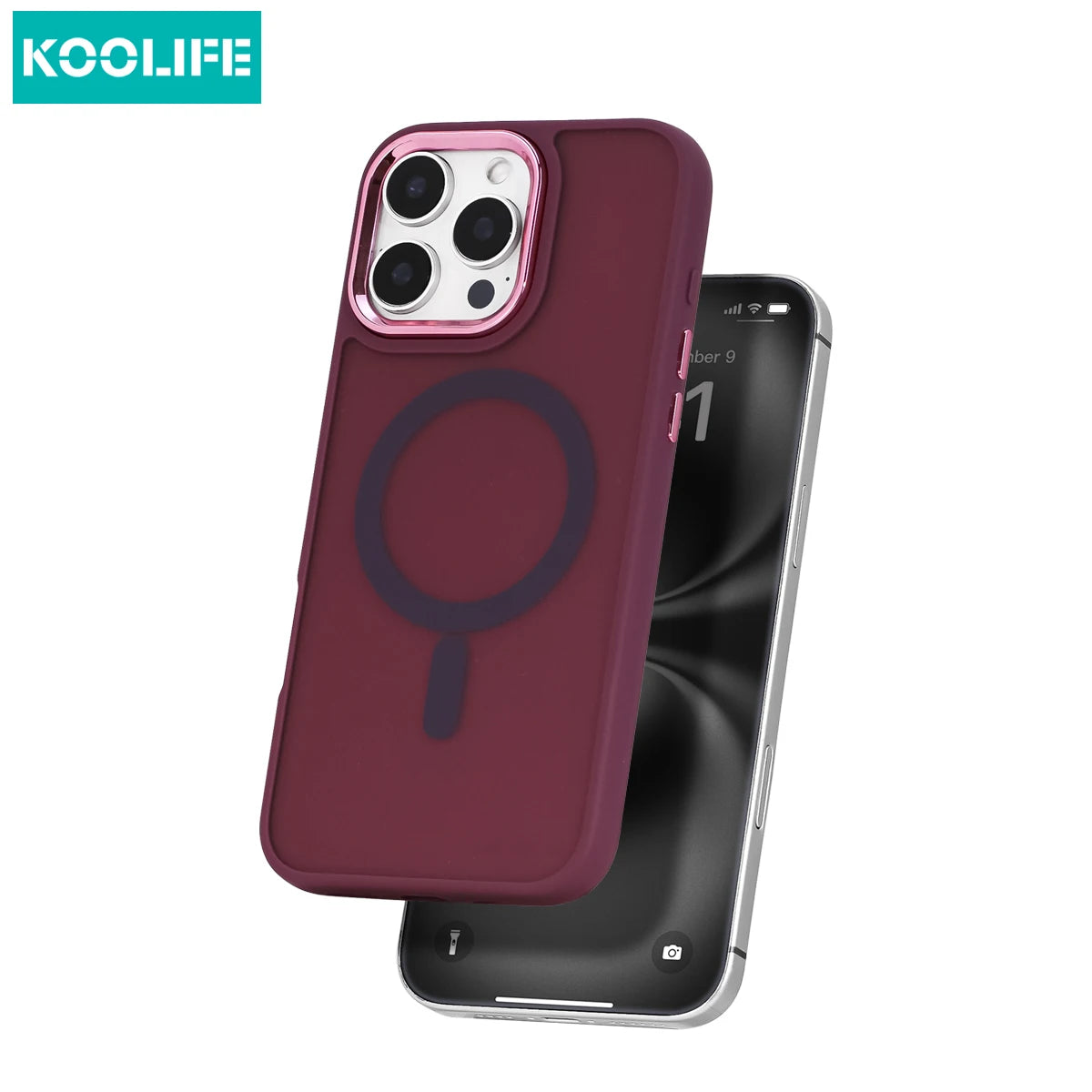 Koolife Skin-Feel Electroplated Frosted Magnetic Phone Case with Wireless Charging Pc+Tpu for iPhone  12 13 14 15 16 Pro Max