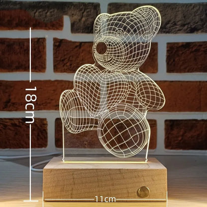 1pc Acrylic LED Night Light – Creative Bedside Table Lamp for Bedroom, Holiday & Gift Décor