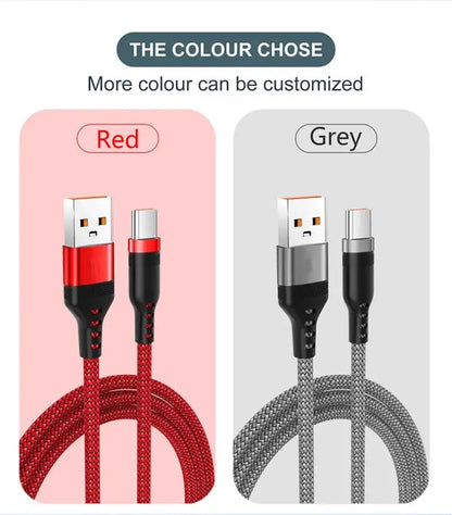 6A Nylon USB-C Fast Charging Cable – Samsung, Huawei, Xiaomi (1–8M)
