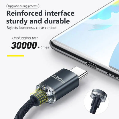 120W 6A USB-C to USB-C Fast Charger – Samsung, Xiaomi, Huawei, MacBook, iPad
