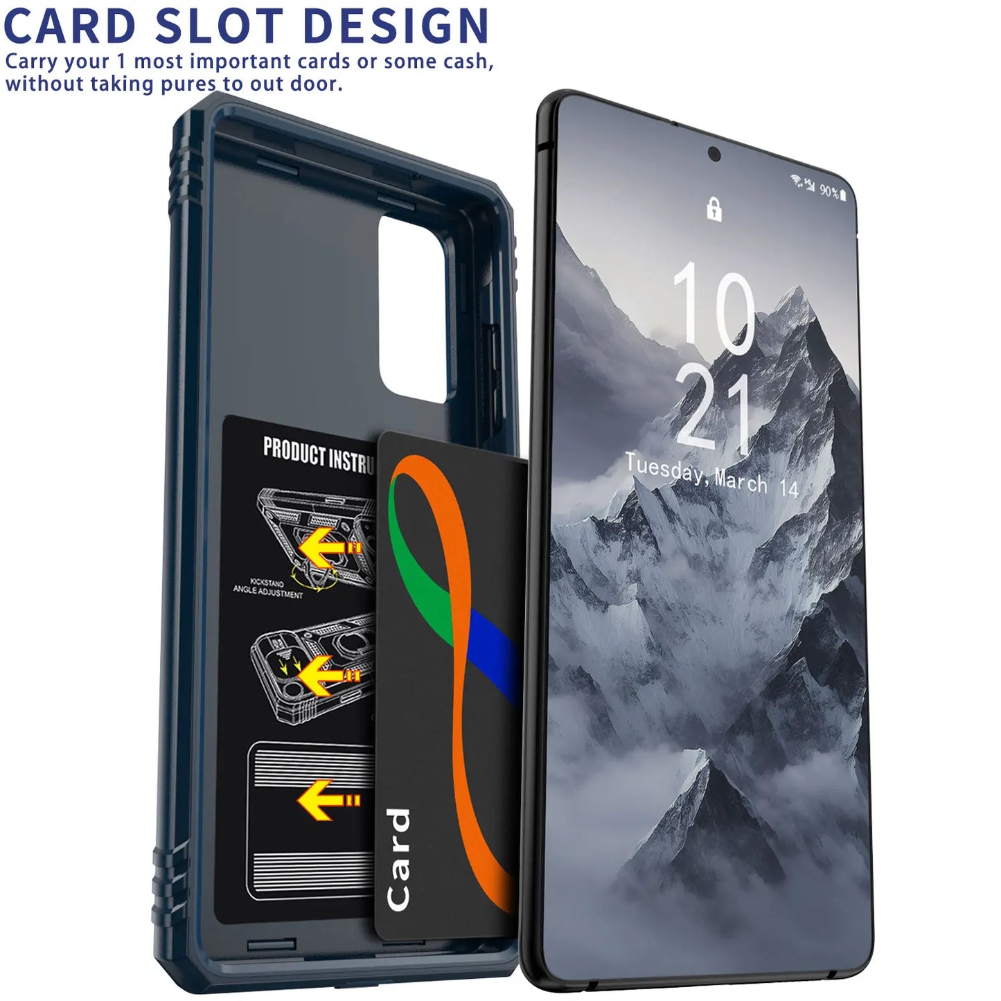 Samsung Galaxy S20 FE 5G Hybrid Rugged Case with Ring Kickstand, Card Slot & Camera Protection