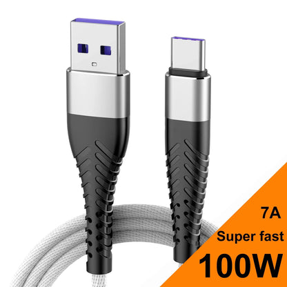 100W 7A USB-C Fast Charging Cable – iPhone, Xiaomi, Huawei, Samsung