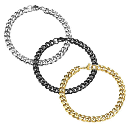 Fashion Stainless Steel Curb Cuban Chain Bracelet – Unisex Jewelry for Men & Women, Couple Wrist Gift