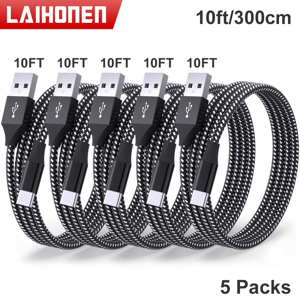 5-Pack USB-A to USB-C Cable – Xiaomi, Huawei, Samsung Fast Charging