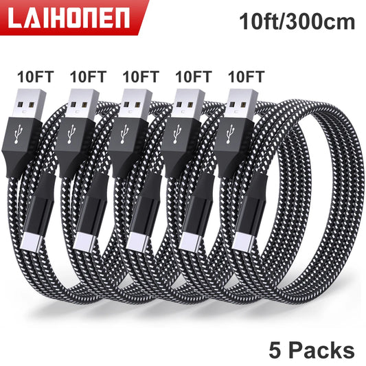 5-Pack USB-A to USB-C Cable – Xiaomi, Huawei, Samsung Fast Charging