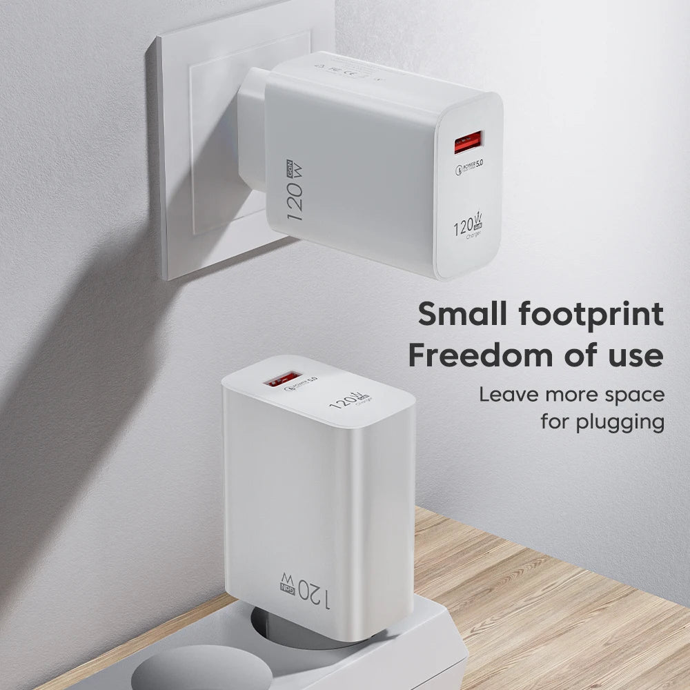 120W USB-C Fast Charger – Quick Charge 3.0 for iPhone, Xiaomi, Samsung, Huawei