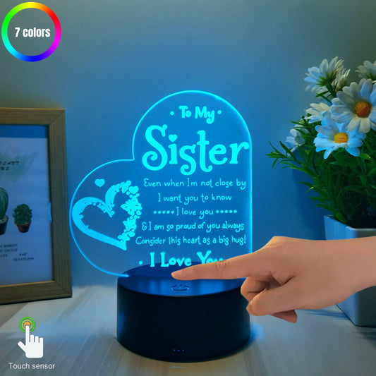 1pc 3D Night Light – Festive Decorative USB Table Lamp, Creative Gift for Sister & Bedroom Décor
