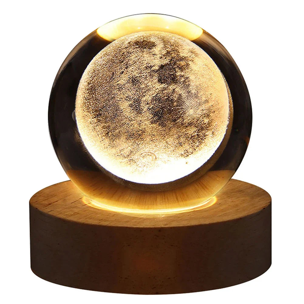3D Crystal Galaxy Night Light – Glowing Planet Lamp, Bedside Table Decor & Christmas Gift