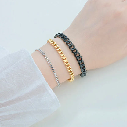 Fashion Stainless Steel Curb Cuban Chain Bracelet – Unisex Jewelry for Men & Women, Couple Wrist Gift