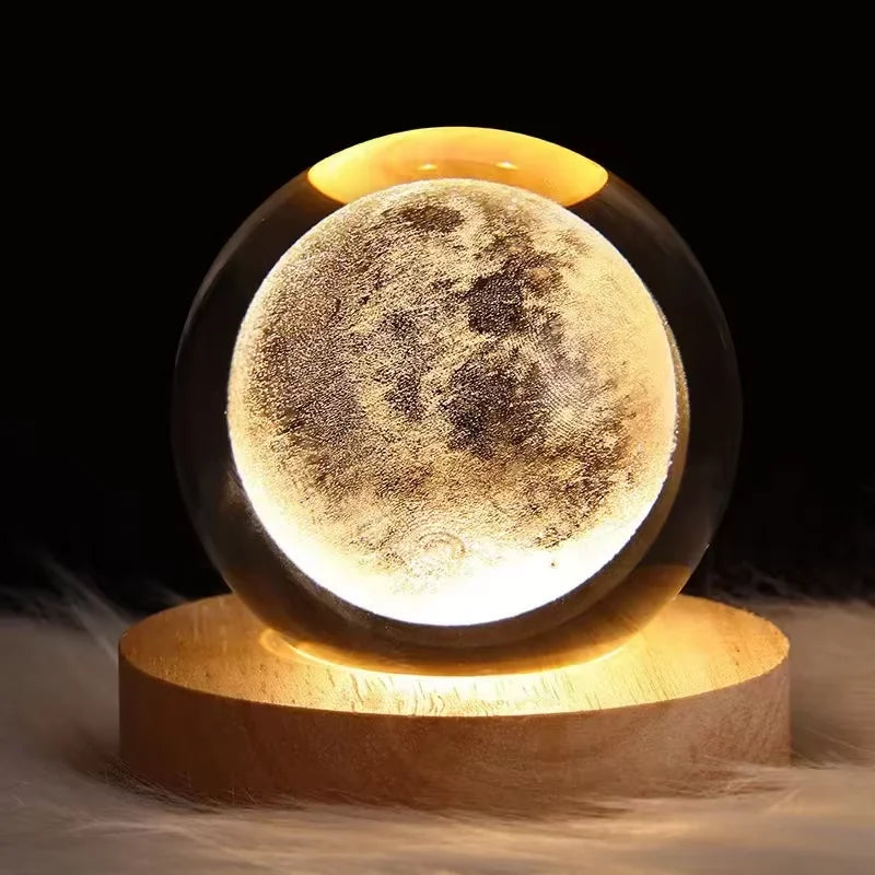 3D Crystal Galaxy Night Light – Glowing Planet Lamp, Bedside Table Decor & Christmas Gift