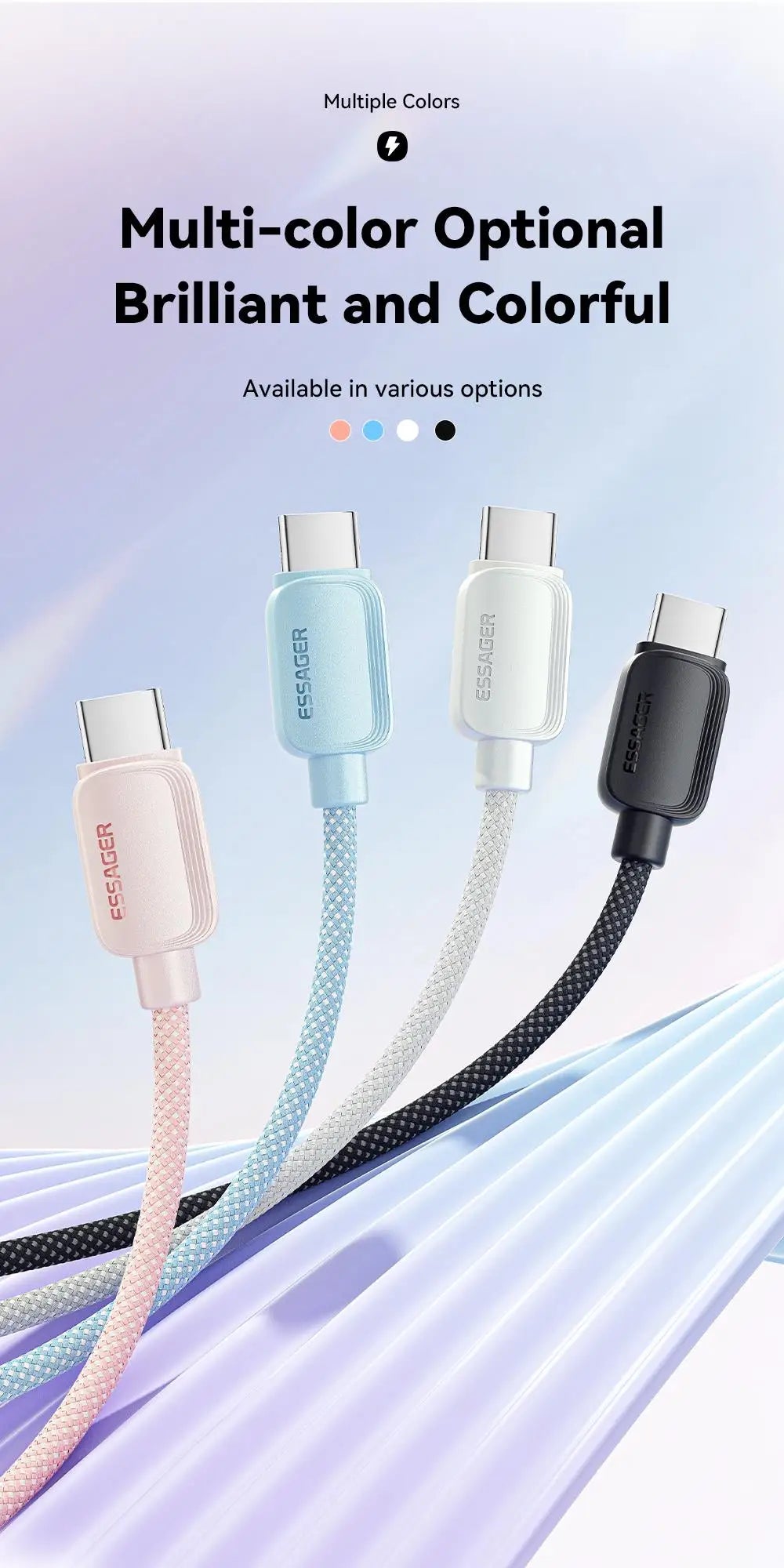Essager 100W USB-C Cable – Huawei Honor, Xiaomi, OnePlus, Samsung