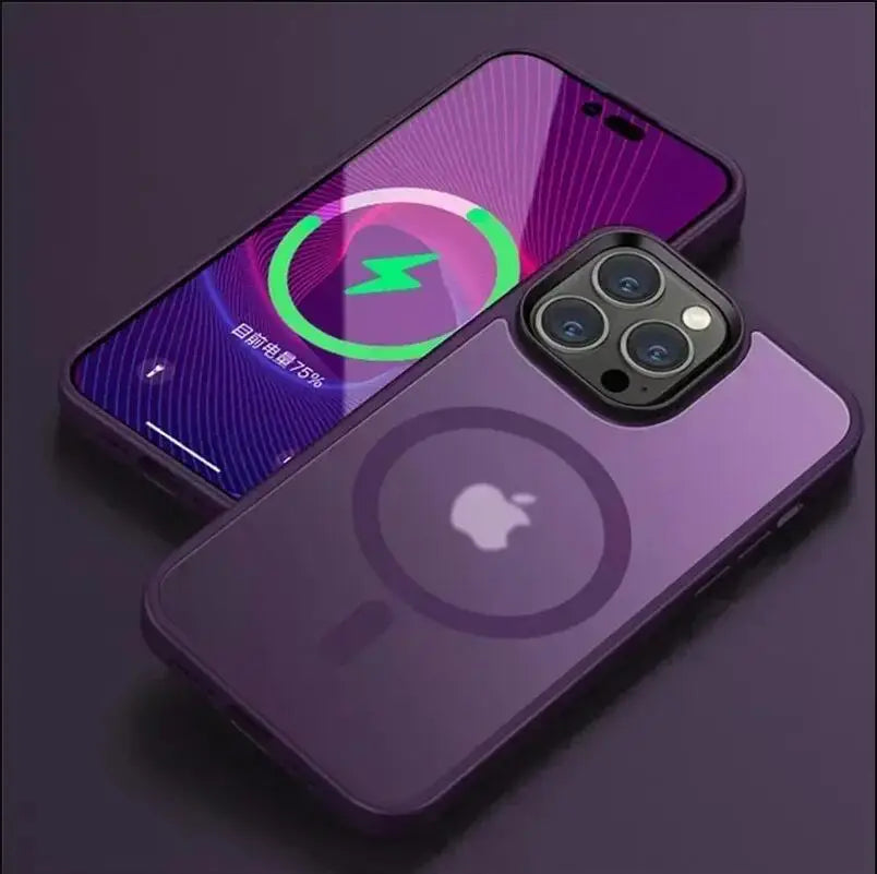 Matte Frosted Magnetic Phone Case for iPhone 15-17 Pro Max | Magsafe Wireless Charging Compatible Soft Cover